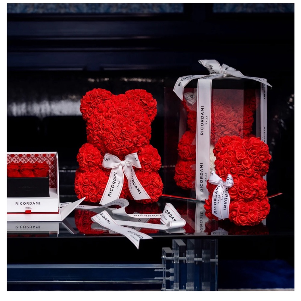 Artificial Red Roses Bear With Gift Box